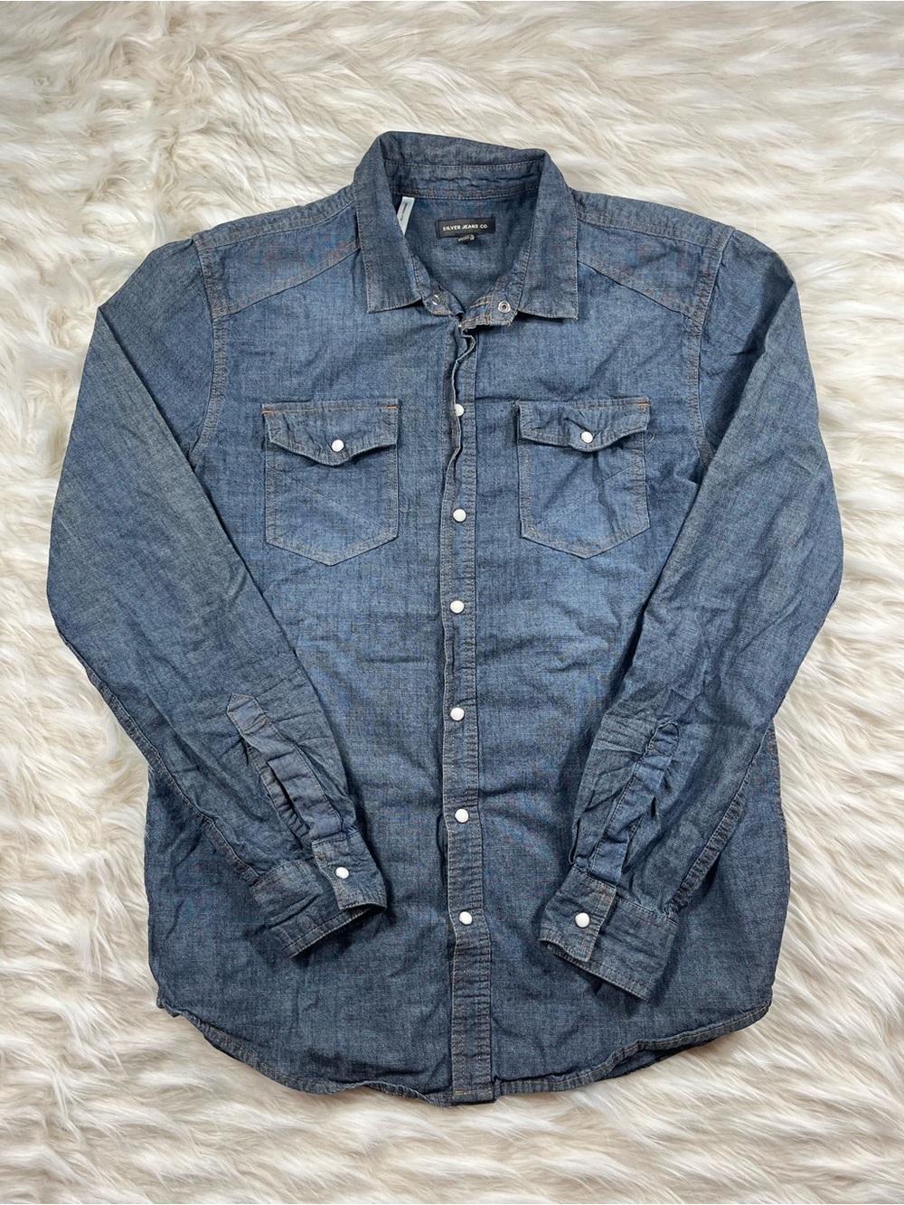 Silver Jeans Pearl Snap Shirt M Denim